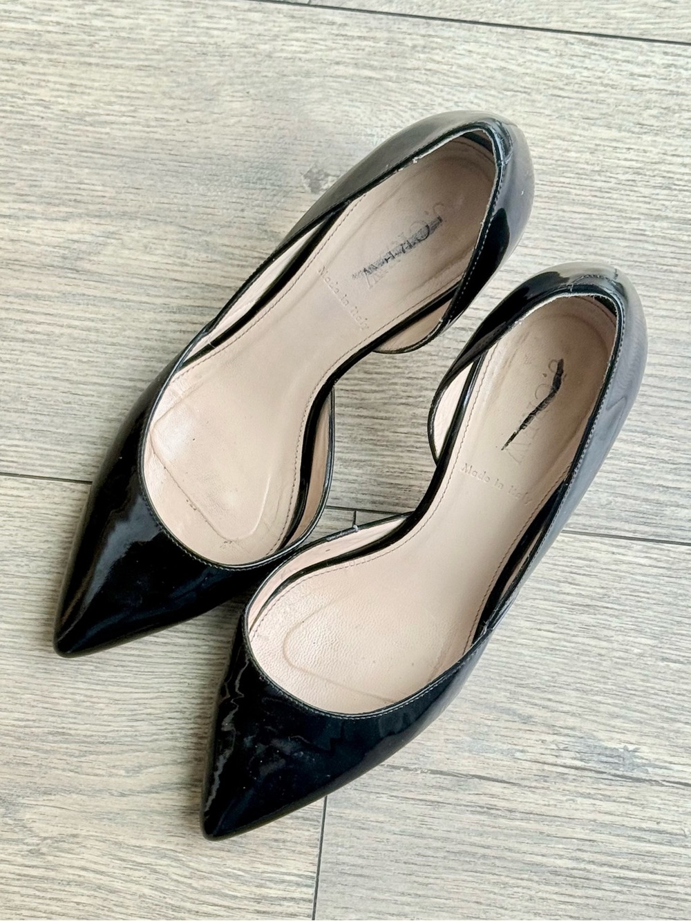 J. Crew Black Patent Pointed-Toe D'Orsay Flats 6.5